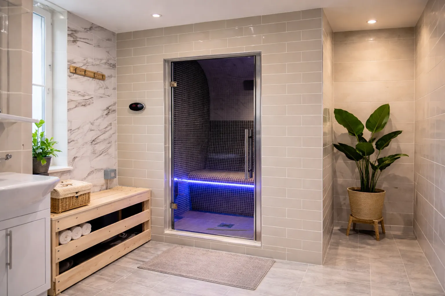 Oceanic Turkish Steam Room designed and installed by Sutton Saunas